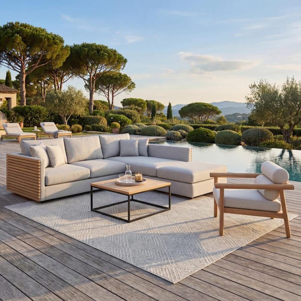 Elarissea Contemporary Grey 3 ft. x 8 ft. Outdoor Runner Rug