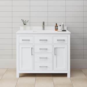 Beckett 42 in. W x 22 in. D Single Vanity in White with Cultured Marble Vanity Top in White with White Basin