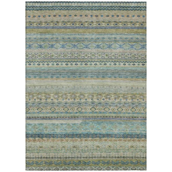 Chantille Machine Washable Indoor/Outdoor Abstract ACN2722 Aloe 5 ft. x 7 ft. 6 in. Area Rug