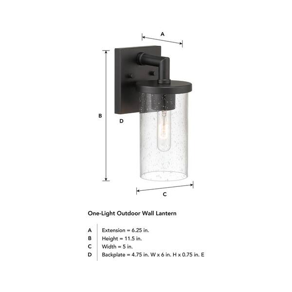 Designers Fountain - Otto 1-Light Matte Black Outdoor Line Voltage Hardwired Porch Light Wall Sconce with No Bulbs Included