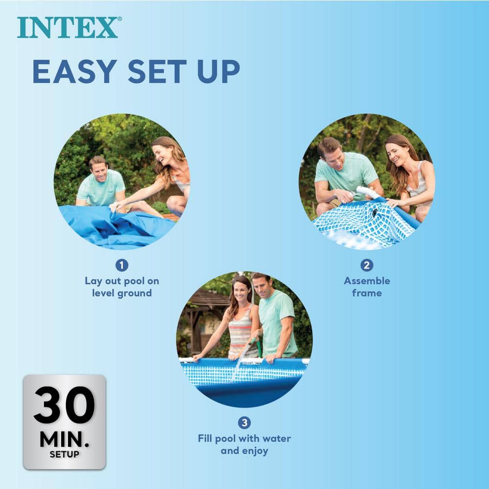 Intex 14ft Blue Rectangular Above Ground Pool with Pump