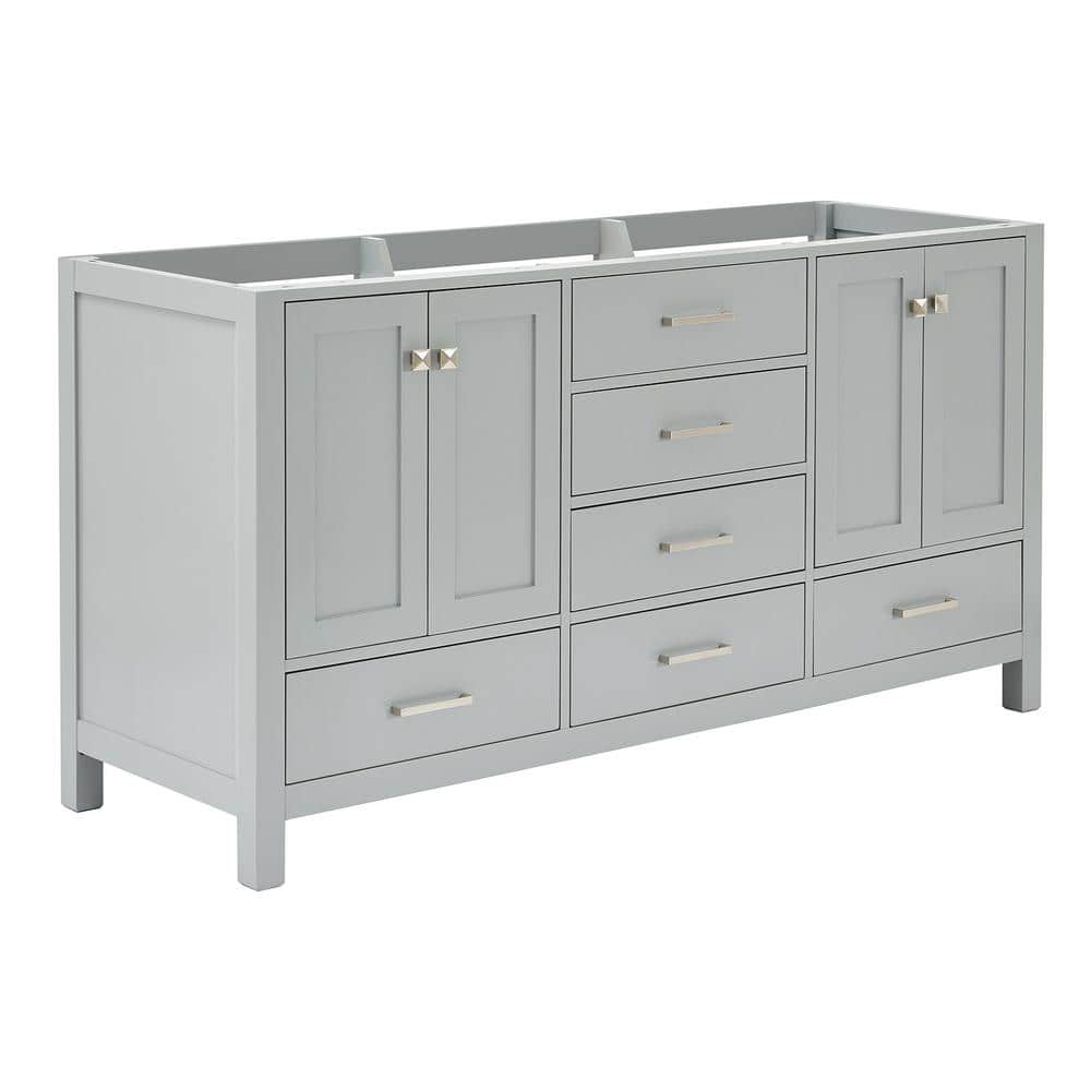 Cambridge 66" Gray Double Freestanding Bathroom Vanity Cabinet