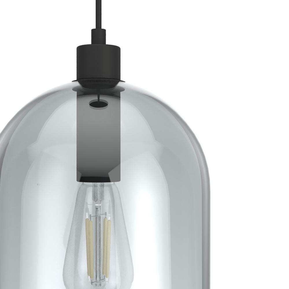 Lochemeade Smoked Glass Farmhouse Pendant Light in Natural Black Iron