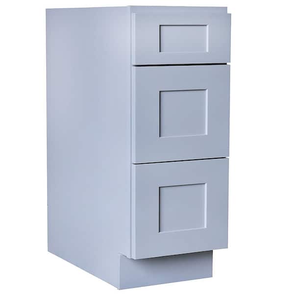 Plywell Ready to Assemble Shaker 12 in. W x 21 in. D x 34.5 in. H Vanity Cabinet with 3 Drawers in Gray