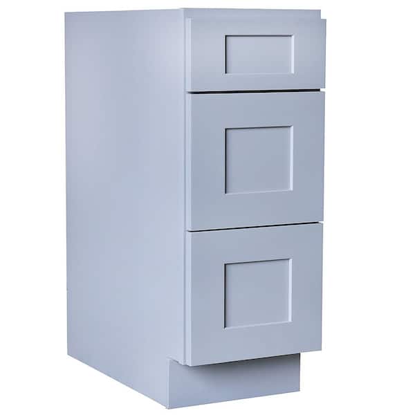 Plywell Ready to Assemble Shaker 24 in. W x 21 in. D x 34.5 in. H Vanity Cabinet with 3 Drawers in Gray