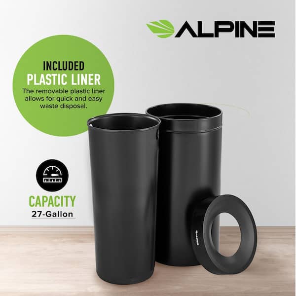 Alpine Industries 54 Gal. Black Stainless Steel Recycling and
