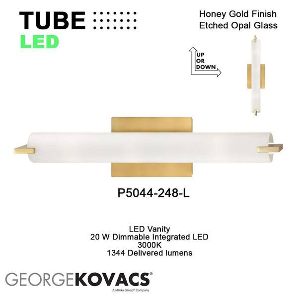 Tube 100-Watt Equivalence Honey Gold Integrated LED Bath Vanity Light Bar