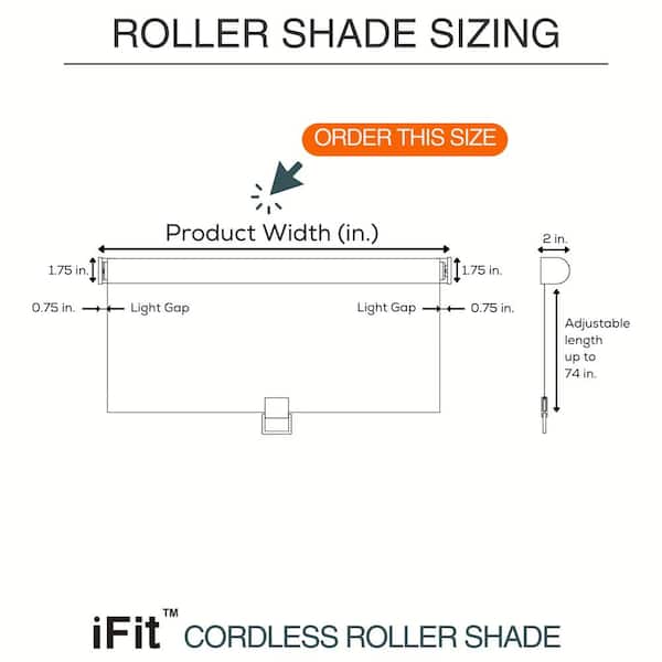iFit - Cut-to-Width 45 in. W x 73 in. L White Cordless Blackout Polyester Fabric Roller Shade