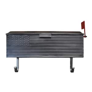 Silver Patriotic Metal Wall Mounted Mailbox with Outgoing Mail Flag and Newspaper Hangers
