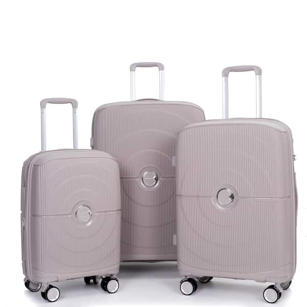 grossag 3-Piece Gray Spinner Wheels, Rolling, Lockable Handle and Light Weight Expandable Luggage Set
