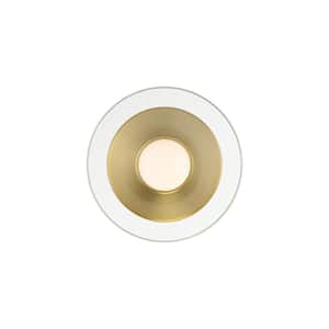 Litto 6 in. 1-Light Brushed Gold Mid-Century Modern Wall Sconce with Clear Glass Sheild