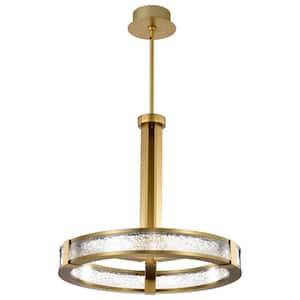 Darrow 40-Watt 1-Light Vintage Brass Integrated LED Pendant Light with Textured Acrylic Shade