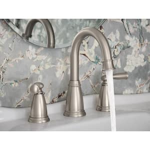 Banbury 8 in. Widespread Double Handle High-Arc Bathroom Faucet in Spot Resist Brushed Nickel