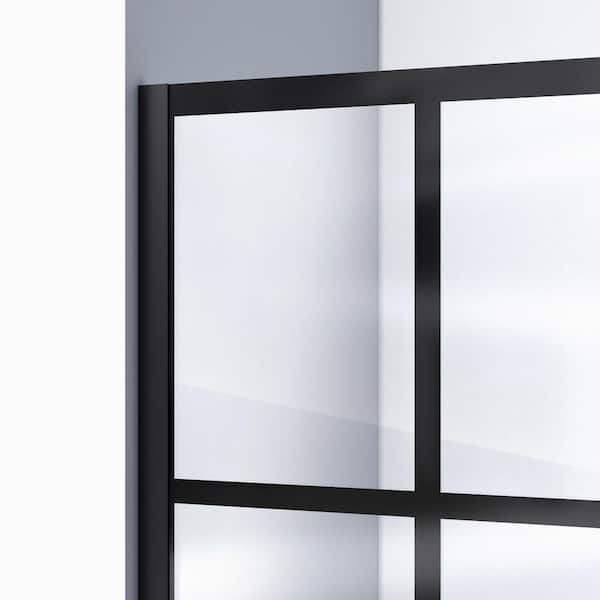 DreamLine - Unidoor Toulon 52 52 1/2 in. W x 72 in. H Frameless Hinged Shower Door in Matte Black