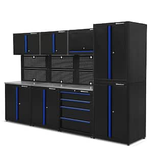 Heavy Duty 122.2 in. W x 80 in. H x 24 in. D Steel Garage Cabinet Set in Black (11-Piece)