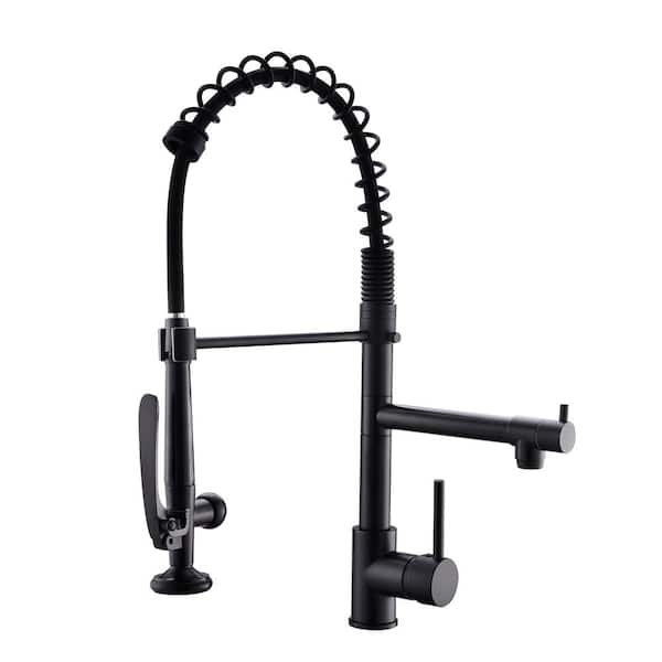 Staykiwi Single Handle High Arc Pull Out Sprayer Kitchen Faucet in Black