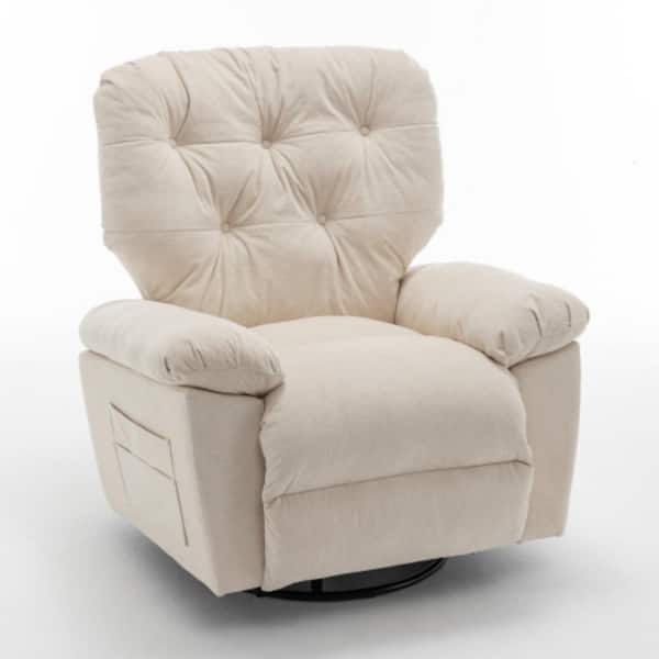 Clihome White Adjustable Fabric Single Recliner Sofa Chair with Side Pocket