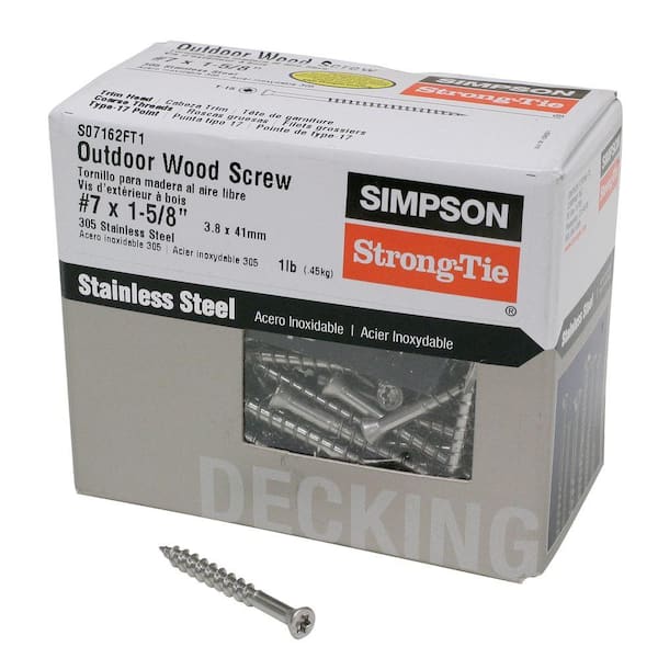 Simpson Strong-Tie #7 x 1-5/8 in. T-15 6-Lobe, Trim Head, Type 305 Stainless Steel Wood Screw (1 lb.)