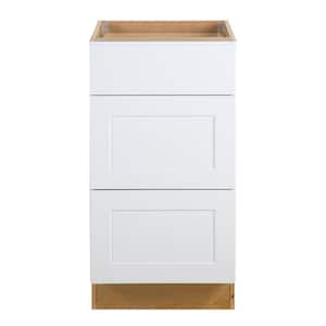 Cambridge Shaker Assembled 18x34.5x24 in. Base Cabinet with 3-Soft Close Drawers in White