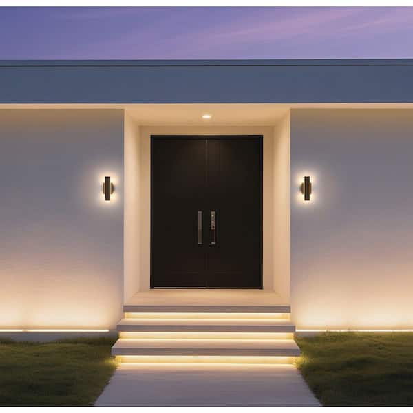 Thesis Jacks 36 in. Textured Black 5CCT LED Exterior Wall Sconce