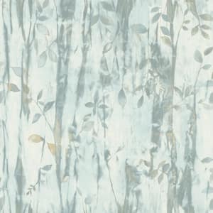 Atmosphere Collection Light Aqua/Cream Batik Leaves Non-Pasted Non-Woven Wallpaper Roll