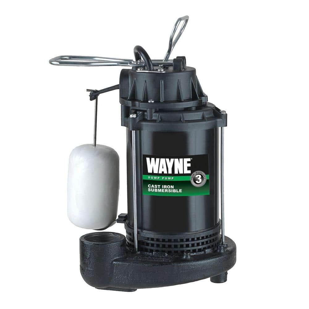 WAYNE WST30 3/10 HP Reinforced Thermoplastic Submersible Sump Pump With Tether Float Switch 