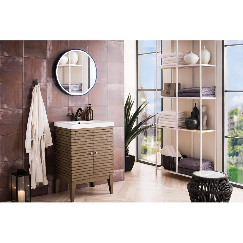 Linden 23.6 in. W x 18.1 in. D x 35.5 in. H Bath Vanity in Whitewashed Walnut with White Glossy Top price history on PriceWatchPro