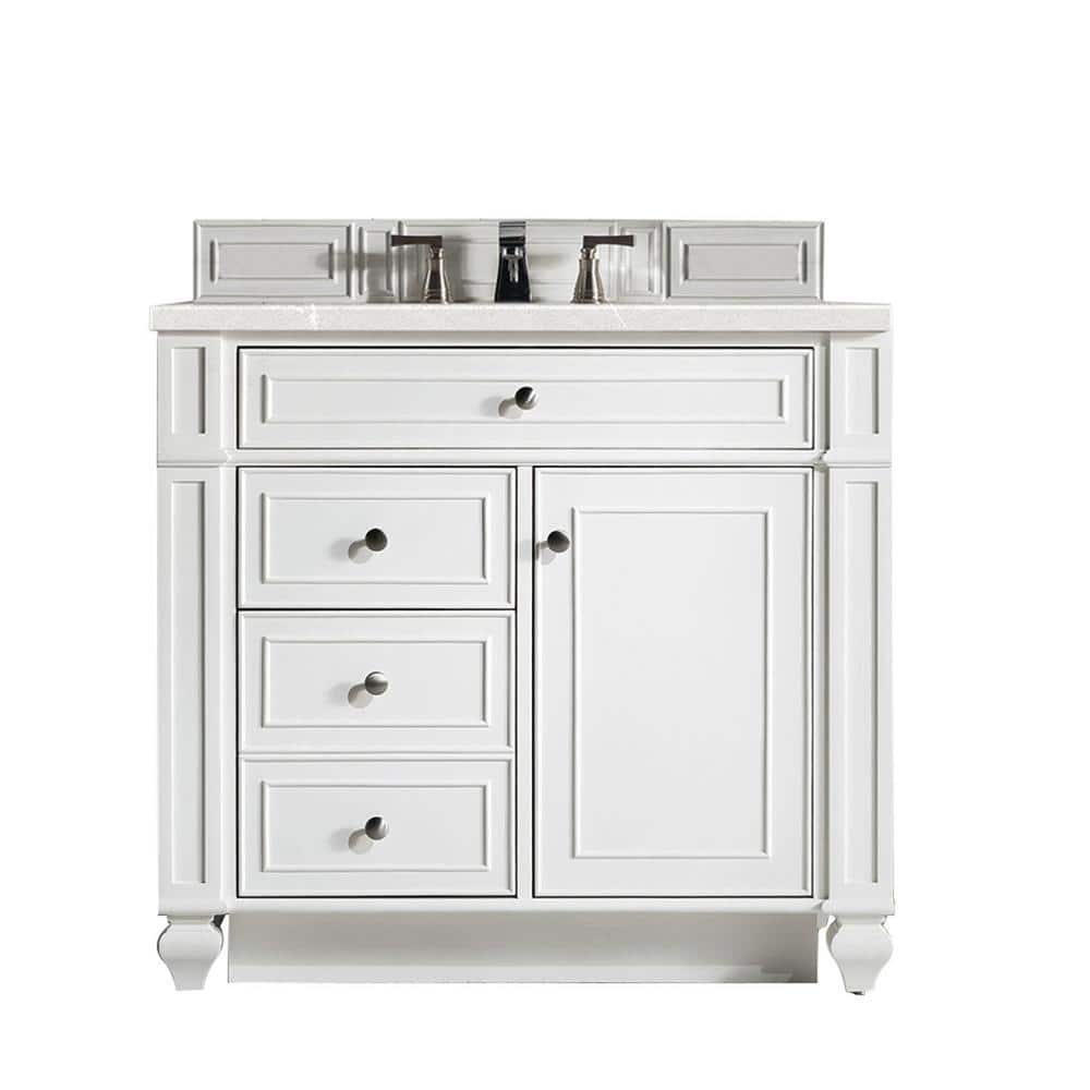 Bristol 36 in. W x 23.5 in. D x 34 in. H Single Bathroom Vanity in Bright White with Serena Quartz Top price history on PriceWatchPro