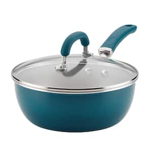 10 in. Aluminum Nonstick Skillet Create Delicious in Teal Shimmer with Glass Lid