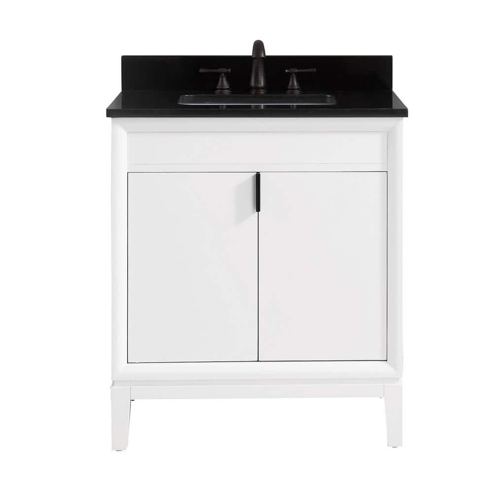 Avanity Emma 31 in. W x 22 in. D x 35 in. H Bath Vanity in White with Granite Vanity Top in Black with White with Basin -  EMMA-VS31-WT-A