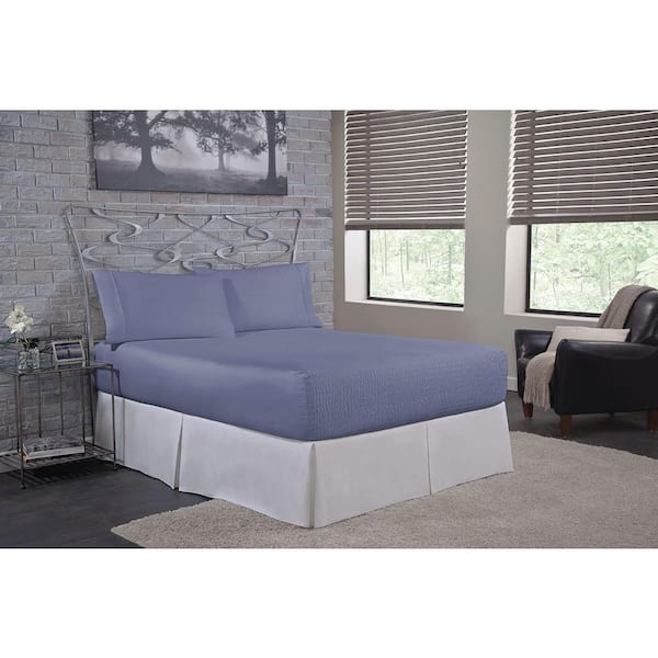 BedTite Absolutely Fitting 4-Piece Slate Blue Solid 500TC Cotton Blend Full Sheet Set