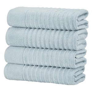 Blue Combed Cotton Absorbent Textured 4-Piece Bath Towel Set