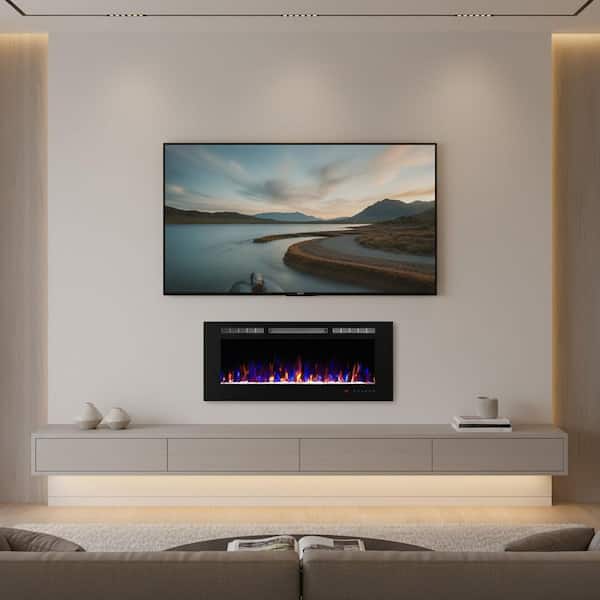 Clihome 50 in. Recessed Installation Fireplace Insert with Remote Control
