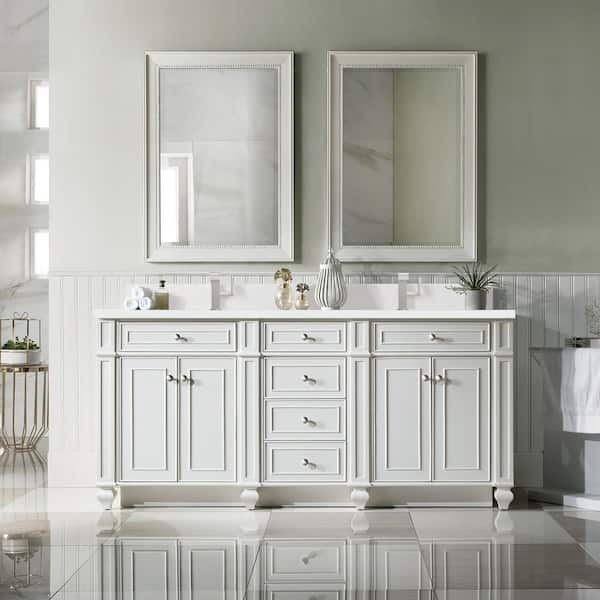 Bristol 72.0 in. W x 23.5 in. D x 34.0 in. H Bathroom Vanity in Bright White with White Zeus Silestone Quartz Top
