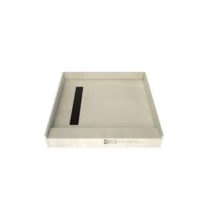 Redi Trench 48 in. x 48 in. Single Threshold Alcove Shower Pan Base with Left Drain and Oil Rubbed Bronze Drain Grate