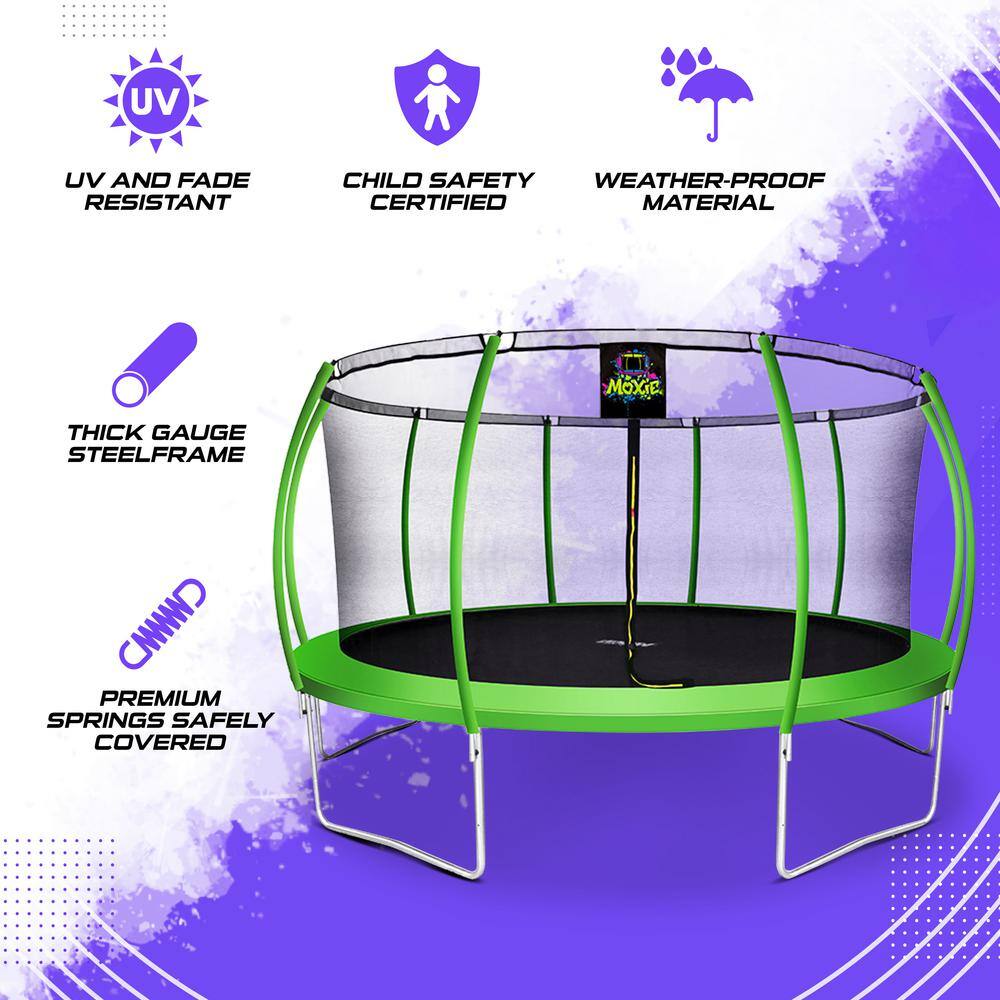 Green Apple 15' Round Outdoor Trampoline with Enclosure