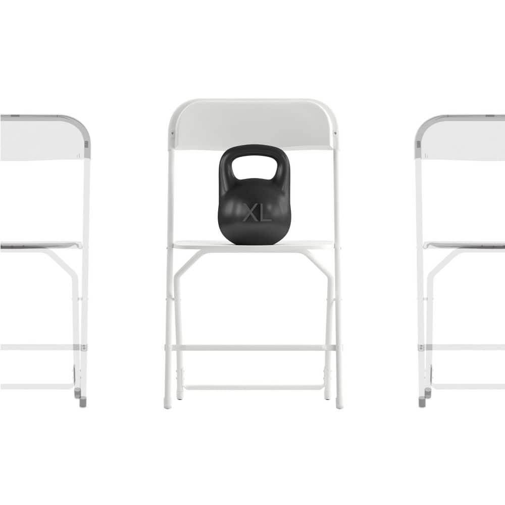 Carnegy Avenue Big and Tall Commercial Folding Chair - Extra Wide 650 lb. Capacity - Durable Plastic - 4-Pack, White