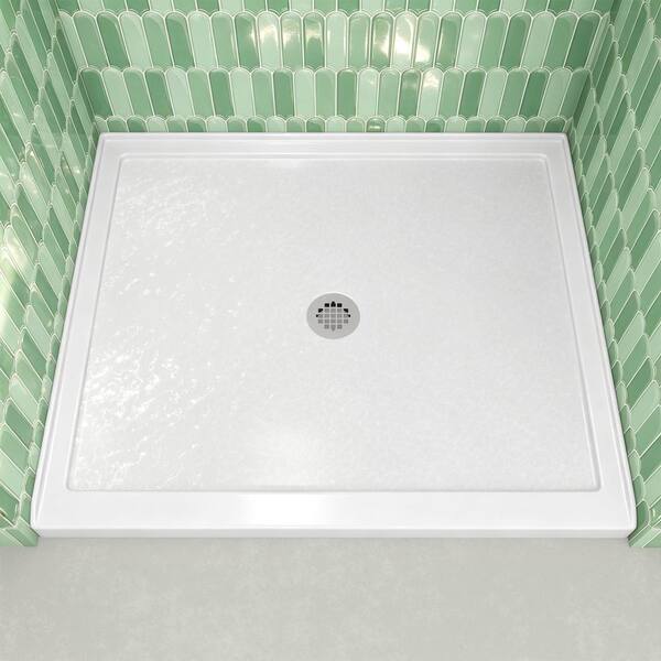 42 in. x 36 in. Single Threshold Shower Base Rectangular Alcove Shower Pan Base in  White with Center Drain Hole