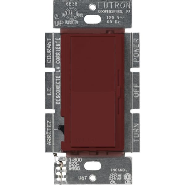 Lutron Diva LED+ Dimmer Switch for Dimmable LED and Incandescent Bulbs, 250-Watt/Single-Pole or 3-Way, Merlot (DVSCCL-253P-MR)