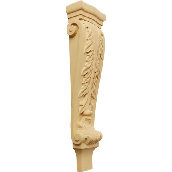 Ekena Millwork 3 in. x 6-1/4 in. x 22 in. Unfinished Wood Alder Large Acanthus Pilaster Corbel