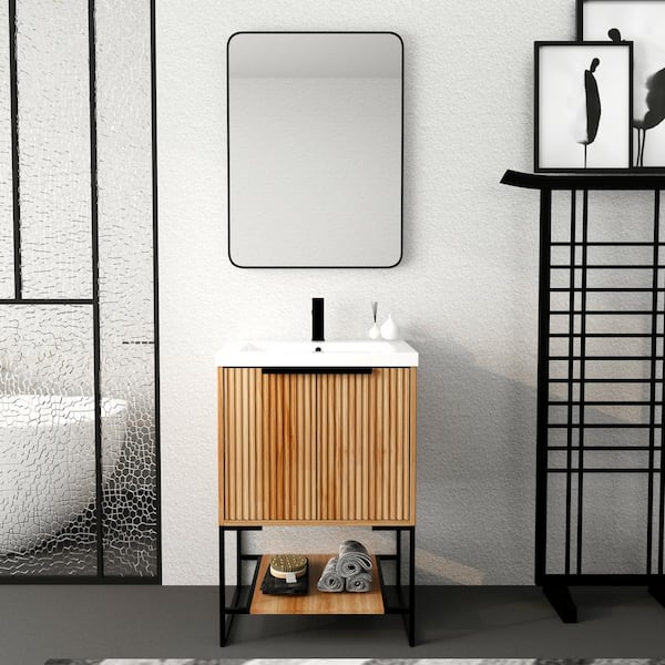 Aoibox 18.10 in. W x 23.60 in. D x 35.00 in. H Plywood Freestanding Bath Vanity Top with Resin Basin