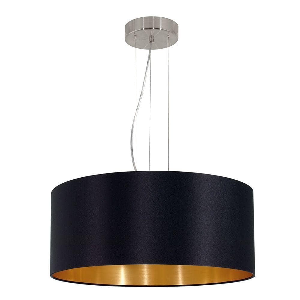 Maserlo 20.87 in. W x 8.75 in. H 3-Light Satin Nickel Pendant Light with Bl
