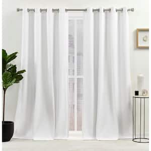Sawyer White Solid Light Filtering Grommet Top Curtain, 52 in. W x 84 in. L (Set of 2)