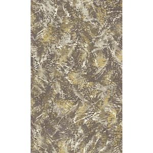Chocolate Gold Feather Like Textured Abstract Print Non Woven Non-Pasted Textured Wallpaper 57 Sq. Ft.