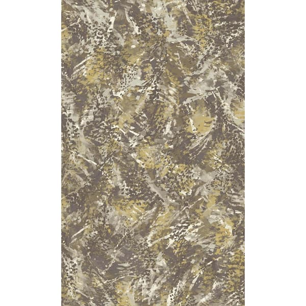 Walls Republic Chocolate Gold Feather Like Textured Abstract Print Non Woven Non-Pasted Textured Wallpaper 57 Sq. Ft.