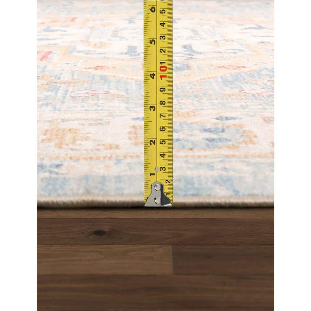 Heritage Light Blue and Ivory Rectangular Synthetic Area Rug