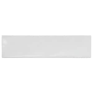 Hightower Cloud White 3.03 in. x 0.31 in. Polished Glass Subway Wall Tile Sample