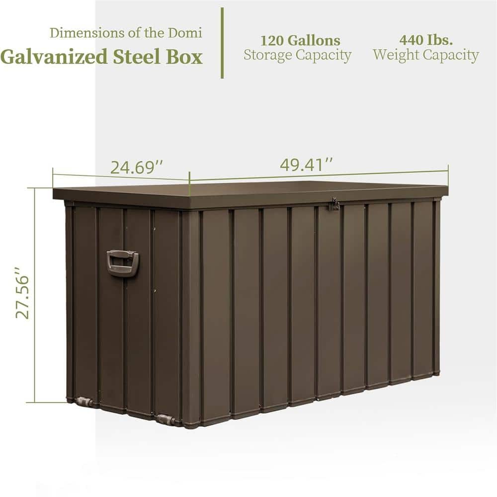 Dark Brown 120 Gallon Lockable Waterproof Outdoor Storage Deck Box