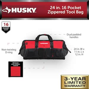 24 in. 16 Pocket Zippered Tool Bag