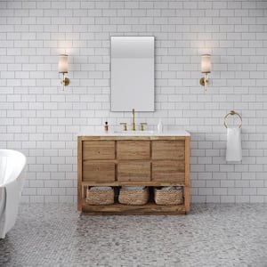 Oakman 48 in. W x 22 in. D x 34.3 in. H Single Sink Bath Vanity in Mango Wood with White Marble Top and White Basin